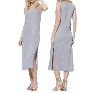 Paige  Womens sage Heather Gray  midi tank dress size  large loose knit terry